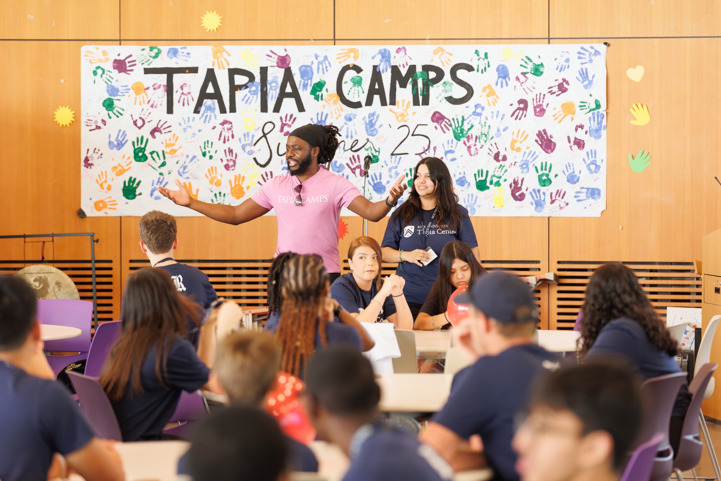 Campers being led in demonstration